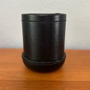 Vintage Leather Dice Cup Desktop Office Pencil Pen Holder Container